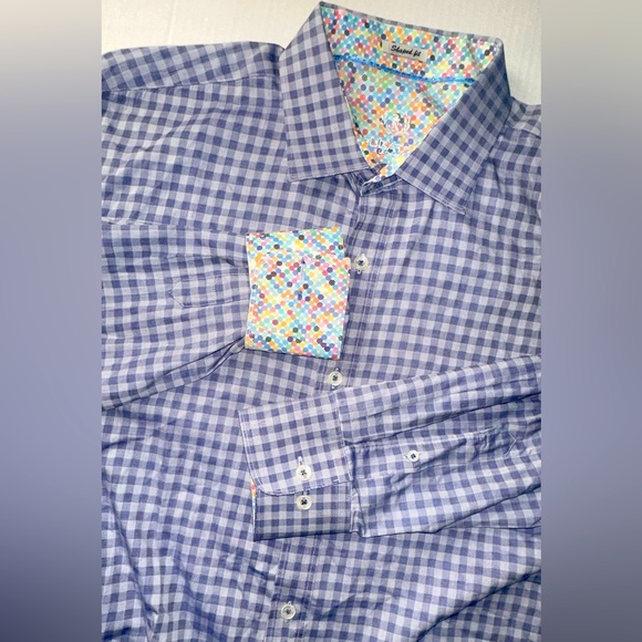 Bugatchi Uomo Mens Dress Shirt  XL Blue Long Sleeve Shaped‎ Fit - Picture 1 of 9